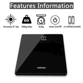img 2 attached to Madotree Bathroom Digital Scale: Accurate & Easy-to-Read 400 lb Weighing Scale - Black