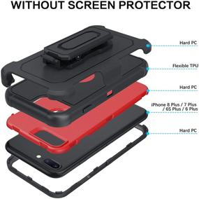 img 3 attached to BENTOBEN iPhone 8 Plus / 7 Plus / 6S Plus / 📱 6 Plus Case - Heavy Duty Rugged Protective Belt Clip Holster - Black/Red