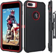 bentoben iphone 8 plus / 7 plus / 6s plus / 📱 6 plus case - heavy duty rugged protective belt clip holster - black/red logo