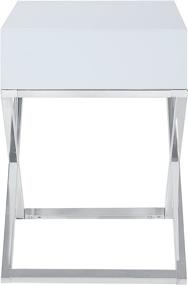 img 1 attached to 🌙 Iconic Home Ithaca Nightstand Side Table: Modern Contemporary White Lacquer X Base with Self-Closing Drawer and Nickel Finished Stainless Steel