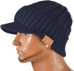 img 3 attached to 🧢 Winter Warmth Reloaded: Retro Newsboy Knitted Hat with Visor Bill for Men