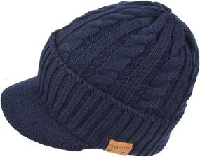 img 2 attached to 🧢 Winter Warmth Reloaded: Retro Newsboy Knitted Hat with Visor Bill for Men