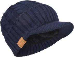 img 4 attached to 🧢 Winter Warmth Reloaded: Retro Newsboy Knitted Hat with Visor Bill for Men