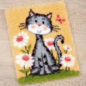 img 3 attached to 🐱 MLADEN Cat Latch Hook Rug Kit - DIY Crochet Yarn Rug Hooking Craft - Color Preprinted Pattern Design - 20x14inch - for Adults & Kids