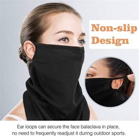 img 1 attached to MoKo Scarf Mask Bandana 3-Pack with Ear Loops - Multi-Functional Neck Gaiter Balaclava for Dust, UV, and Sun Protection - Ideal Outdoors Face Mask for Women and Men