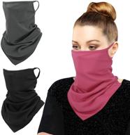 moko scarf mask bandana 3-pack with ear loops - multi-functional neck gaiter balaclava for dust, uv, and sun protection - ideal outdoors face mask for women and men logo