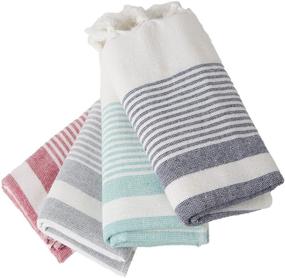 img 4 attached to 🛁 Set of 4 Turkish Hand Towels 20 x 40 inches - 100% Cotton Peshtemal (Natural Variety)