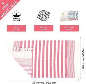 img 3 attached to 🛁 Set of 4 Turkish Hand Towels 20 x 40 inches - 100% Cotton Peshtemal (Natural Variety)