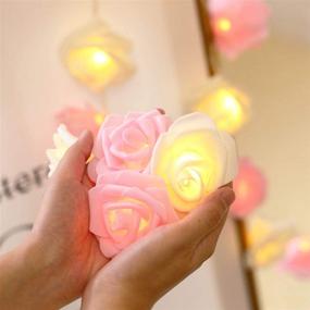 img 2 attached to 🌹 Romantic LED Rose Flower String Lights, 3M 20LED Battery Operated Fairy Light Lamp for Outdoor Valentine's Day, Wedding, Room, Garden, Christmas, Patio, Festival Party Decor – Pink