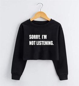 img 3 attached to 👧 G-Amber Girls Long Sleeve Sweatshirts: Kids Crop Print Fun Letters Fashion Pullover Tops