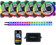 apevia st6p2-rgb spectra: 120mm silent dual ring led fan with remote control & addressable led strips - 16x leds, 8x anti-vibration pads (6+2-pk) logo