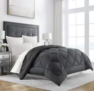 🛌 sleep restoration king/cal king comforter - reversible duvet insert, grey/black - ultimate hotel bedding for year-round comfort logo