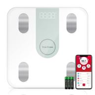 true body fat scale with smart bmi analysis, bluetooth body composition analyzer, 14 data points for weight and body composition with led display (white) logo