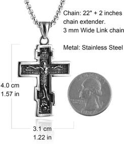 img 1 attached to Vintage Orthodox Cross Crucifix Pendant Necklace with Stainless Steel Chain - Silver, Gold, and Black Color Options - 22+2 Inches Length