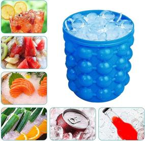 img 3 attached to 🧊 LAO XUE Large Silicone Ice Cube Mold Ice Trays & Bucket - 2 in 1 Ice Cube Maker for Frozen Whiskey, Cocktails, and Beverages, Round and Portable