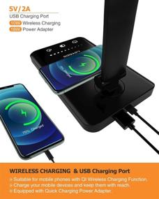 img 3 attached to Versatile LED Desk Lamp: Wireless Charger, USB Port, 5 Lighting Modes, Touch Control, Timer & Eye-Caring Light