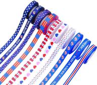 vibrant patriotic ribbon set - 10 rolls, 50 yards of red white blue grosgrain ribbon for national holiday decor! logo