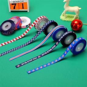 img 2 attached to Vibrant Patriotic Ribbon Set - 10 Rolls, 50 Yards of Red White Blue Grosgrain Ribbon for National Holiday Decor!