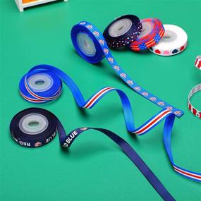 img 3 attached to Vibrant Patriotic Ribbon Set - 10 Rolls, 50 Yards of Red White Blue Grosgrain Ribbon for National Holiday Decor!