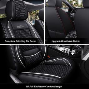 img 2 attached to 🚗 FREESOO Car Seat Covers Front Only: Full Coverage, Airbag Compatible, Universal Fit with Lumbar Support - Ideal for Cars, SUVs, Sedans, Pick-up Trucks, Vans - Black White 9-2PCS