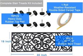 img 3 attached to Premium Rubber Stair Treads - Stay-on Kit Included, Skid Resistant Butterfly Design - Set of 4, 30 x 10 Inches