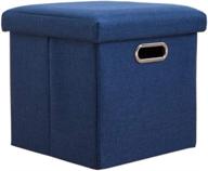 lihio folding storage ottoman cube foot rest stool with memory foam lid and hollow design for space saving - navy, 11.8x11.8x11.8 inch logo