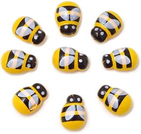 img 4 attached to Honbay 100PCS Self Adhesive Wooden Bee Embellishments - Yellow, Perfect for Bee-Themed Bridal Shower, Baby Shower, Birthday Party & More