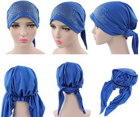 img 1 attached to 🧣 Versatile 4 Pack Women's Scarf Pre Tied Chemo Hat Beanie Turban Headwear for Cancer Patients Muslim: Fashionable and Functional