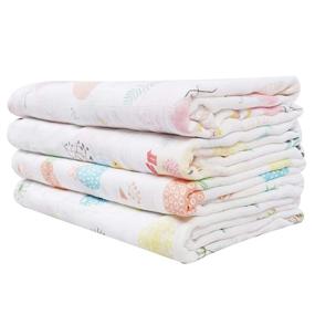 img 2 attached to 👶 Softan Muslin Baby Swaddle Blankets - Bamboo Receiving Blankets for Boys and Girls - 47"x47" - 4 Pack - Shower Gift Set - Flamingo, Rabbit, Pineapple, Dandelion
