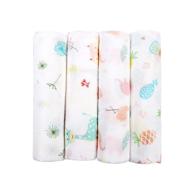 👶 softan muslin baby swaddle blankets - bamboo receiving blankets for boys and girls - 47"x47" - 4 pack - shower gift set - flamingo, rabbit, pineapple, dandelion logo