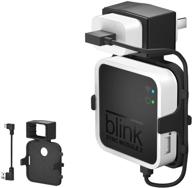 blink sync module 2 outlet wall mount bracket holder for all-new blink outdoor & indoor home security cameras - easy mount short cable (1pack, black) logo