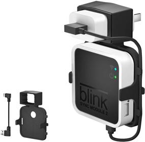 img 4 attached to Blink Sync Module 2 Outlet Wall Mount Bracket Holder for All-New Blink Outdoor & Indoor Home Security Cameras - Easy Mount Short Cable (1Pack, Black)