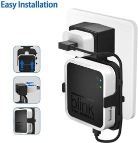 img 2 attached to Blink Sync Module 2 Outlet Wall Mount Bracket Holder for All-New Blink Outdoor & Indoor Home Security Cameras - Easy Mount Short Cable (1Pack, Black)