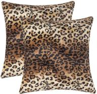 🐆 carrie home set of 2 soft plush leopard print faux fur decorative throw pillow covers for home couch sofa - 18x18 inch logo