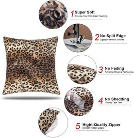 img 1 attached to 🐆 CARRIE HOME Set of 2 Soft Plush Leopard Print Faux Fur Decorative Throw Pillow Covers for Home Couch Sofa - 18x18 inch