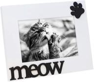 isaac jacobs white wood sentiments meow cat picture frame, 4x6 inch, pet cat kitten photo gift, tabletop or desk display (white, 4x6) логотип