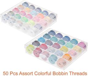 img 1 attached to Paxcoo 50 Pcs Bobbins and Sewing Thread Set with Case and 2 Pcs Soft Measuring Tapes - Assorted Colors (Compatible with Brother, Singer, Babylock, Janome)