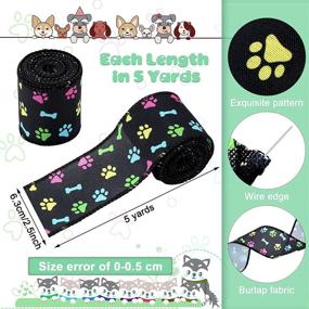 img 3 attached to 🐾 Dog Party Burlap Ribbon Set - 6 Rolls of Paw Print Wired Edge Ribbons for Wrapping, Crafts & Decor