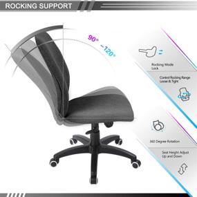 img 2 attached to 💺 Ergonomic Ptolemy Armless Desk Chair: Black Mid Back 360 Swivel Task Chair without Arms