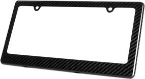 img 4 attached to BLVD-LPF OBEY YOUR LUXURY Genuine Glossy Black Carbon Fiber License Plate Frame TAG Cover FF