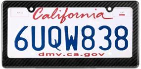 img 1 attached to BLVD-LPF OBEY YOUR LUXURY Genuine Glossy Black Carbon Fiber License Plate Frame TAG Cover FF