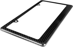 img 2 attached to BLVD-LPF OBEY YOUR LUXURY Genuine Glossy Black Carbon Fiber License Plate Frame TAG Cover FF