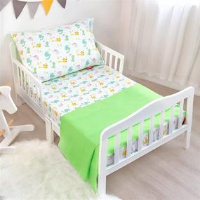 img 4 attached to 🦖 Dinosaur Toddler Sheet Set, Breathable Silky Soft Crib Sheets for Boys and Girls, Kids' Sheet & Pillowcase Sets for Toddler Bed