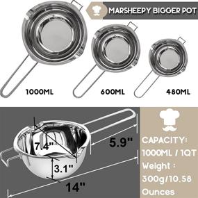 img 2 attached to 🍫 1000ML/1QT Stainless Steel Double Boiler Chocolate Melting Pot and Spatula Set for Melting Chocolate, Candy, Candle, Soap, Wax - 2.3 QT Capacity