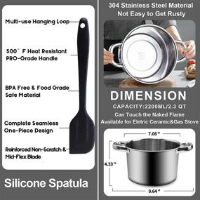 img 1 attached to 🍫 1000ML/1QT Stainless Steel Double Boiler Chocolate Melting Pot and Spatula Set for Melting Chocolate, Candy, Candle, Soap, Wax - 2.3 QT Capacity