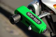 🔒 protect your ride with grip-lock – the original motorcycle and scooter security lock in vibrant bright green logo