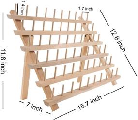 img 3 attached to 🪡 Wooden Thread Rack Organizer by BigOtters - 60 Spools, Thread Holder for Sewing, Embroidery, Hair-braiding, Crafts, with Needles, Scissors, Needle Threader - Ideal for Thread Storage and Organization