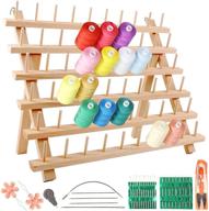 🪡 wooden thread rack organizer by bigotters - 60 spools, thread holder for sewing, embroidery, hair-braiding, crafts, with needles, scissors, needle threader - ideal for thread storage and organization logo