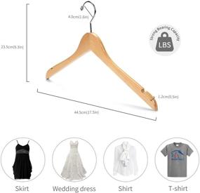 img 3 attached to Pack of 10 Nature Smile Solid Gugertree Wood Shirt and Dress Hangers with Notches, Anti-Rust Chrome Hook - Natural