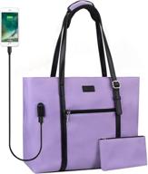 purple laptop tote bag for women teachers - office usb bags, fits 15.6 inch laptop logo